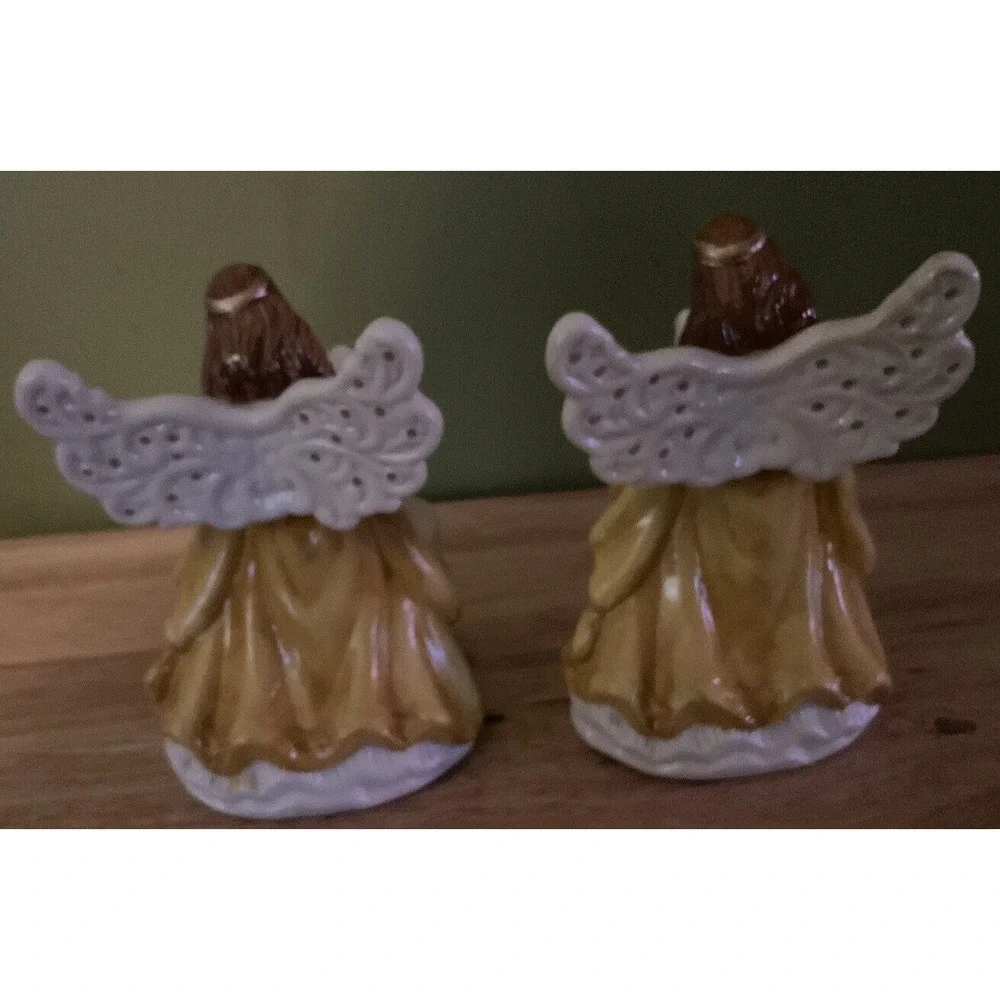 Set Of 2 Angel Ceramic Decorations 6 In Tall‎
